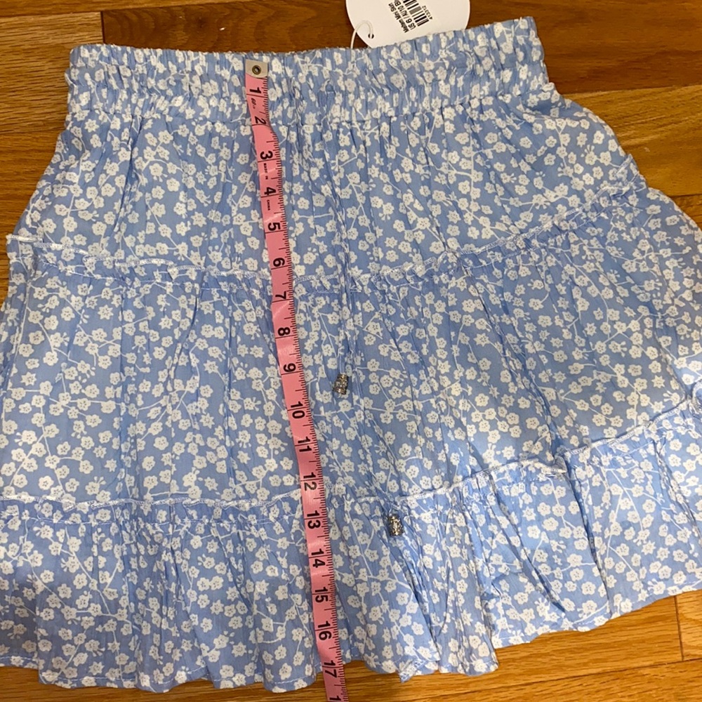 Light blue white floral pattern skirt princess polly size 6 - Picture 3 of 3